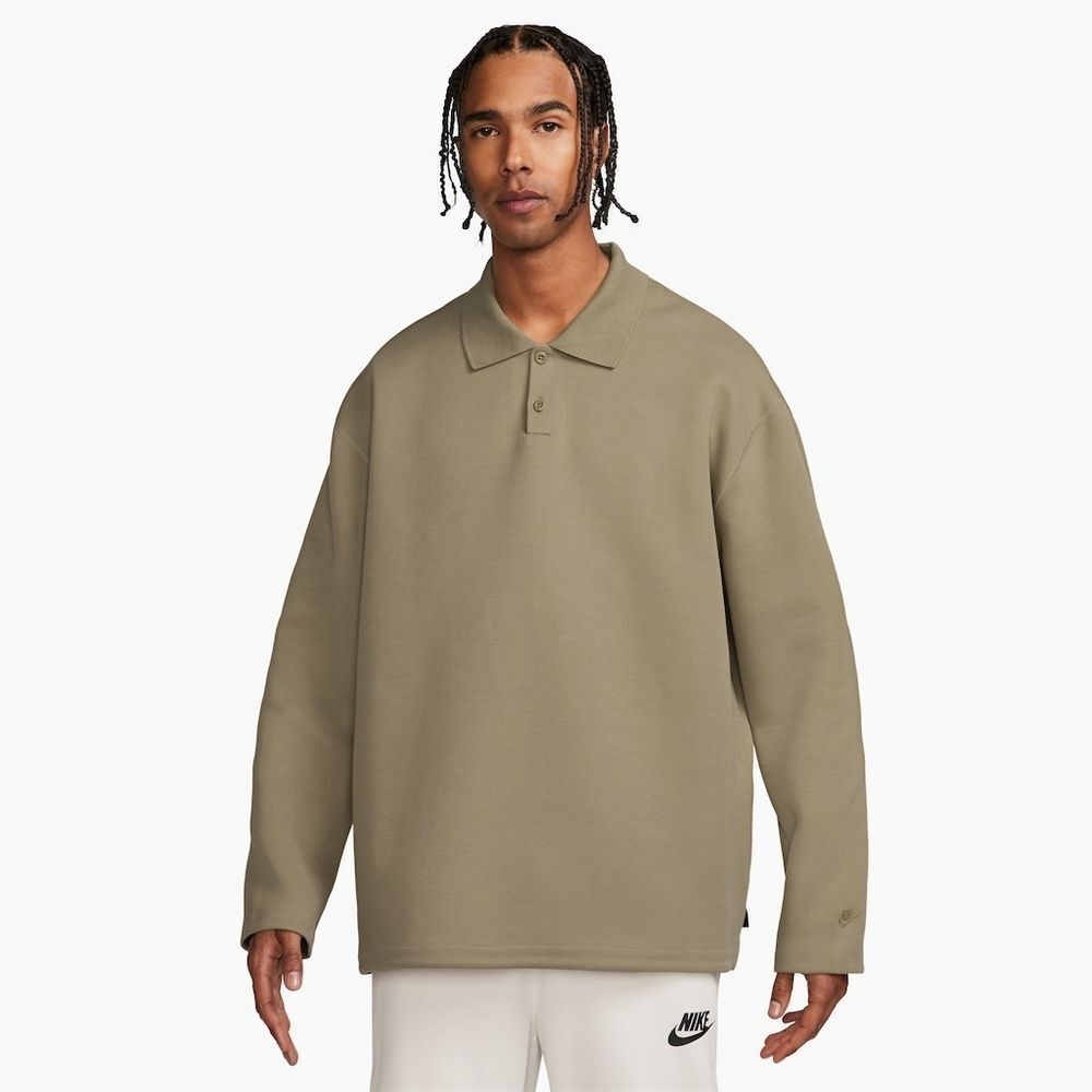 Nike Tech Fleece Reimagined Polo Sweatshirt Long Sleeve Men's L Olive FZ2570-276